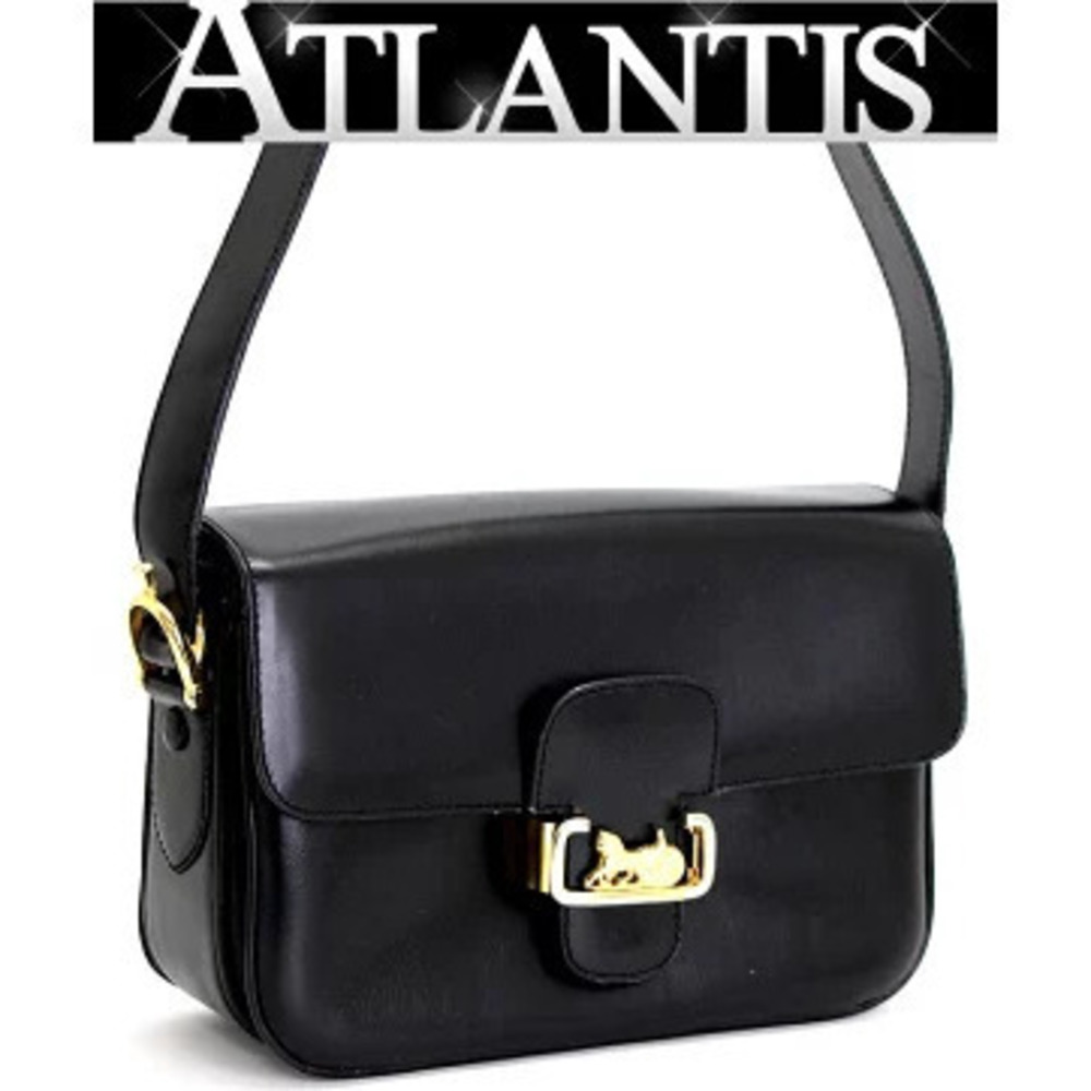 Celine Shoulder Bag Carriage Leather Black